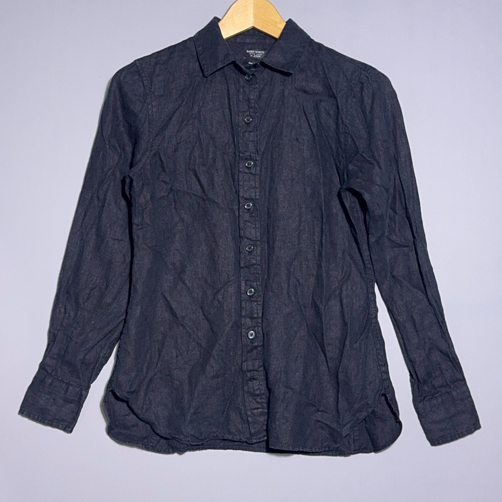 J.Crew Wren Slim Fit Button Down Irish Linen Shirt Womens Size 00 Black